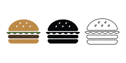 Vector burger icons design on clean background
