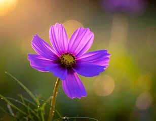 Fototapeta premium Vibrant purple flower in soft sunset light
