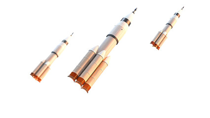 Naklejka premium Rockets launching orange exhaust isolated on a transparent background