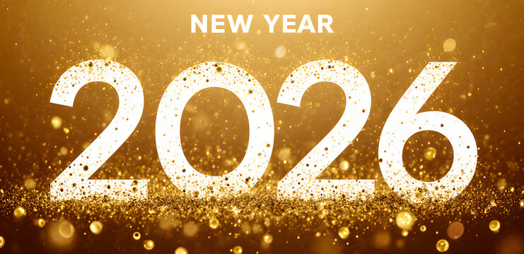Golden gradient background with text New Year 2026 celebration design