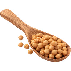 Chickpeas in a wooden spoon