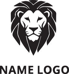 Lion Head Logo in Bold Black and White
