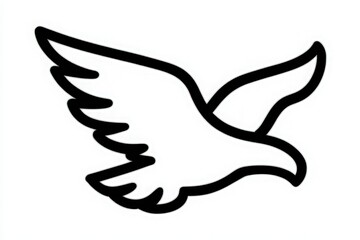 Obraz premium A stylized black silhouette of a bird with spread wings is depicted, representing freedom and grace. The simplistic outline captures the essence of flight and nature.