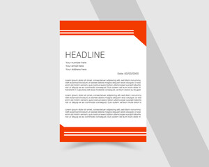Corporate style letterhead template design orange color stationery design template 