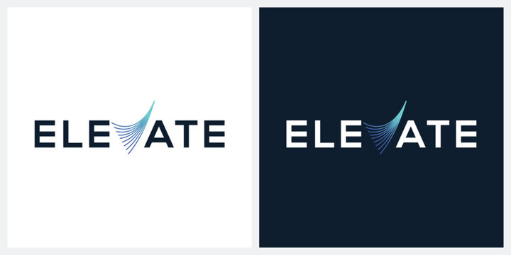 elevate word mark logo design template