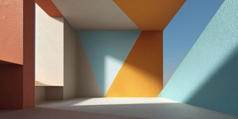 Pastel Geometric Frame Cutout in Bright Modern Environment