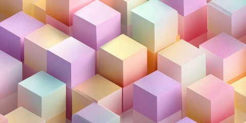 Pastel Gradient Cubes on Isometric Grid for Modern Design
