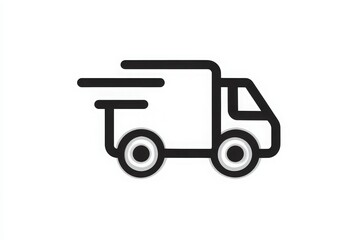 Fototapeta premium A simple, stylized illustration of a delivery truck depicted in motion. The design features clear lines and emphasizes speed, representing efficient transport services.