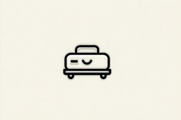A cheerful suitcase with a smile showcases a friendly design, symbolizing travel and adventure. This simple graphic represents packing and exploring new destinations.