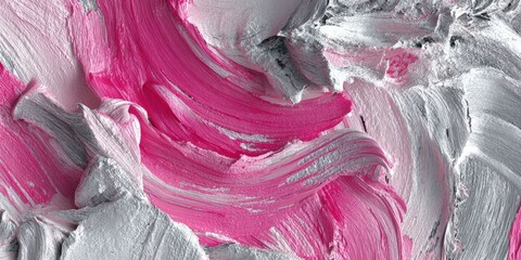 Pink and Silver Abstract Paint Brushstrokes Texture for Artistic Backgrounds