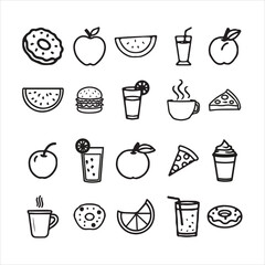 food and drink vector icons set.