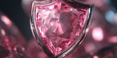 Pink Crystal Shield Representing Digital Security and Cyber Protection