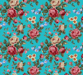 Seamless flower pattern. Hand draw rose bouquet pattern in vector