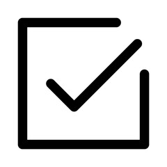 Black and white check mark icon symbol representing success completion acceptance or approval