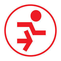 red emergency exit sign on white background