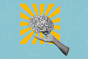Modern art collage on the theme of inspiration and creative ideas. Brainstorming	