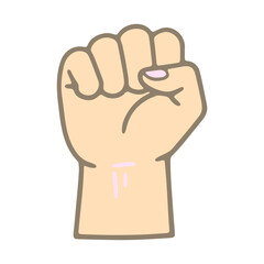 Illustration of a raised fist hand drawing showing power strength and solidarity symbol for resistance and unity