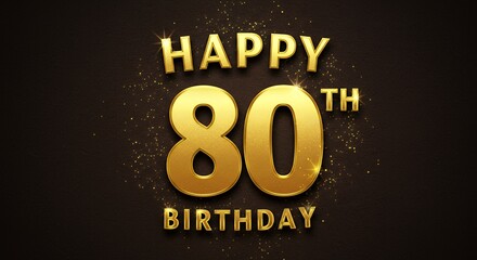 Happy 80th birthday golden text celebration design