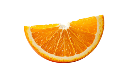 Slice of juicy orange fruit with vibrant color on black backdrop