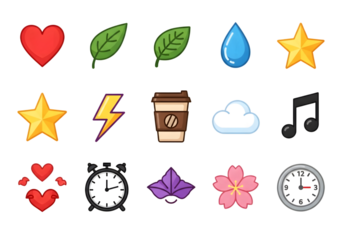 Illustration of collection of various colorful icons isolated on transparent background