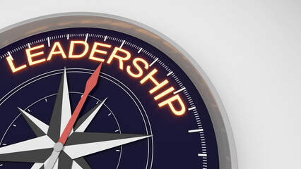 Compass guiding the leadership in the business organization to lead the company to the long-term goal. ,3d rendering