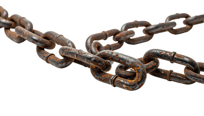 Obraz premium Close-up of a rusty metal chain, dark background, detailed texture