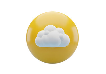 Illustration of weather forecast icon with cloud on yellow background isolated on transparent background