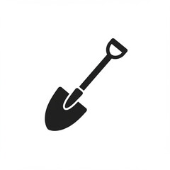 Black Shovel Icon on White Background.