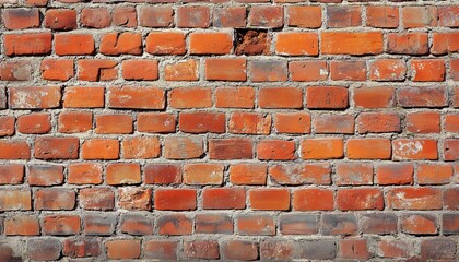 Obraz premium Stunning Panoramic Vintage Red Brick Wall Of A Large Building With Wide Rough Old Grunge Texture And Ample Copy Space.