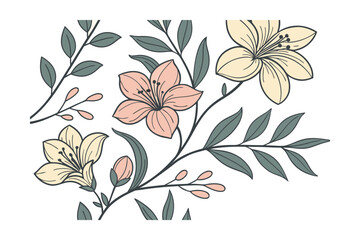 Elegant Decorative Botanical Floral Vine Seamless Pattern
