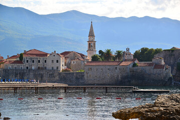A view from the historic Budva Castle in the Montenegrin tourist city of Budva.