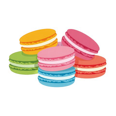 Colorful Macarons Stacked Variety Flavors French Pastry Sweet Treats Assorted Macaroon Confections Gourmet Confectionery Detail