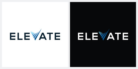 wordmark elevate logo design, typography text elevate graphic vector, arrow icon concept