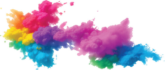 Rainbow Watercolor Splash Splatter with Multicolor Bright Brush Stroke Stain on White Background for Creative Artistic Abstract Aquarelle Texture Illustration