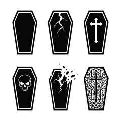 Halloween Coffin Lid Silhouette Bundle Six Vector Elements