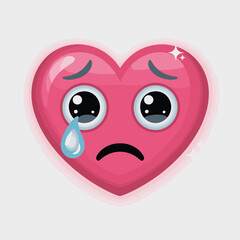 Sad pink heart emoji crying tears