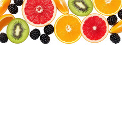 Colorful Fruit Slices Arrangement Border on Transparent Background