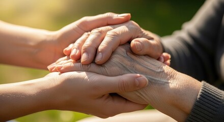 Gentle Hands Holding Senior Person's Hands holding hands