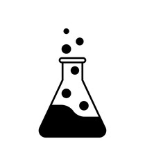 Laboratory flask icon with bubbles symbolizing chemistry, experiment, and science research, suitable for education, medical studies, biotechnology, and laboratory analysis projects