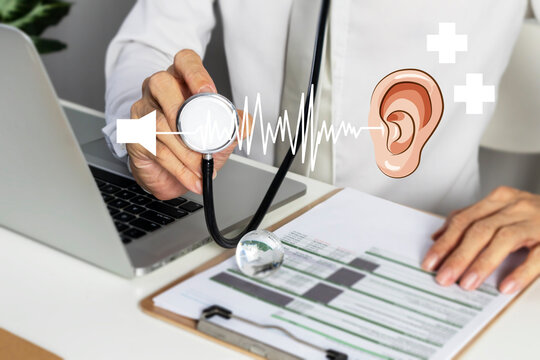 Medical concept of hearing health examination, ear, nose and throat diseases to examine hearing perception
