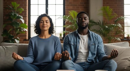 Diverse Couple Enjoying Healthy Breakfast Together at Home