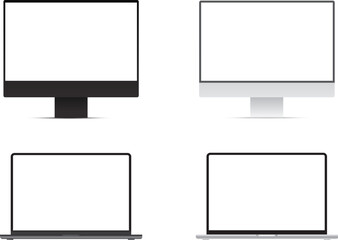 Set of Computer Screen Mockup – Desktop and Laptop Display Vector Set