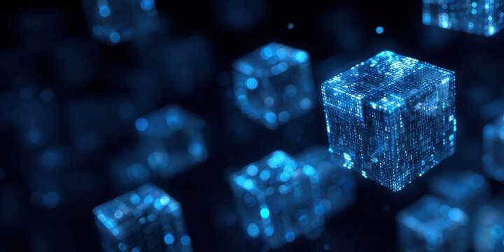 ice cubes on blue background