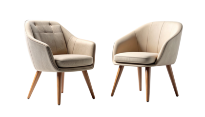  Dual Neutral-Toned Armchair Styles for Interior Furniture isolated on transparent background (2)