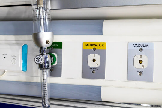 Medical outlet equipment in patient rooms, electrical outlets in patient care areas, medical gas pipeline systems, vacuum, medical air, oxygen.