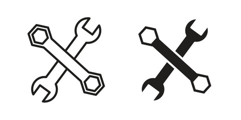 Tools icons in line stroke outline art and clip art