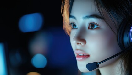 Dedicated Asian Call Center Team Providing Emergency Customer Service During Night Shift In Office Setting: A Display Of Teamwork And Overtime Efforts.