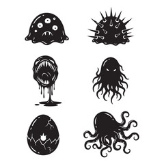Halloween Parasitic Blob Silhouette Bundle Six Vector Elements