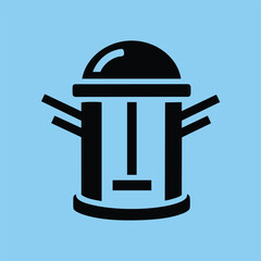 Minimalist black and white stylized face with geometric shapes on a light blue