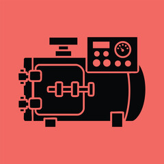 Simplified schematic of a laboratory centrifuge with control panel and sample chamber for scientific experiments